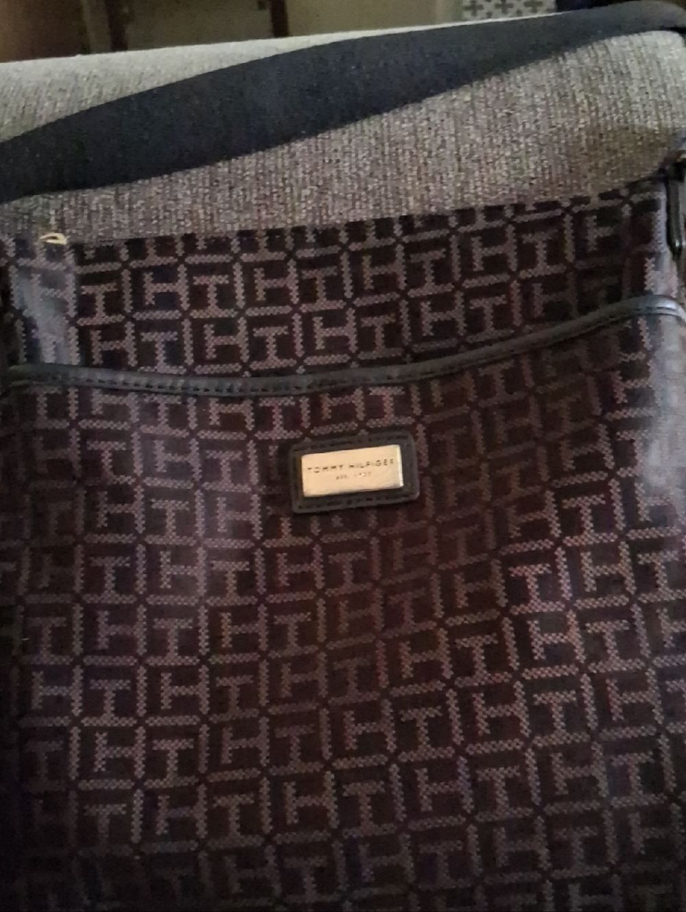 Tommy Hilfiger Women's Dark Brown Monogram Messenger Bag